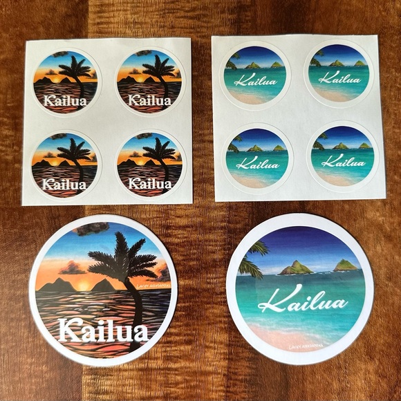 Lacey Artworks Kailua Postcard and Sticker Bundle Pack, Pack of 7 - Picture 4 of 4